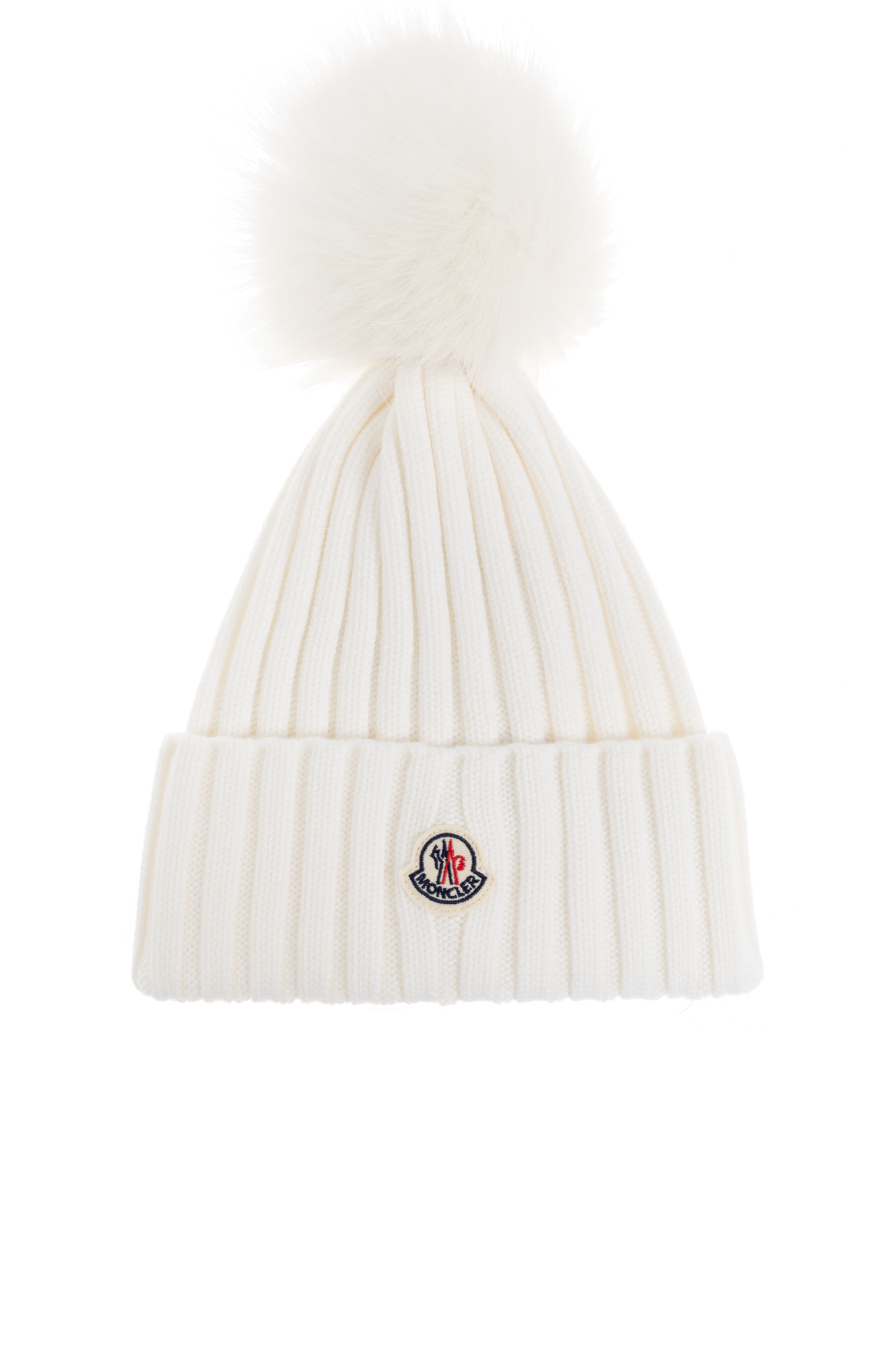 MONCLER ビーニー　白 Moncler - Creamy White Moncler Beanie For Babies